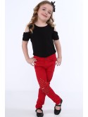 Mädchenhose mit flachen Nieten, rot NDZ310 – Online-Shop – Boutique